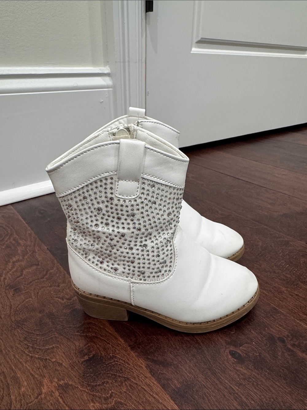 Toddler Girls White Rhinestone Cowgirl Boots Western Bling Jeweled, size 8 - Picture 2 of 9